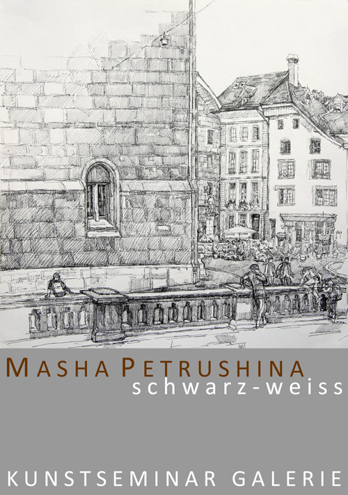 Kunstseminar Galerie - Einladungskarte Masha Petrushina - schwarz-weiss